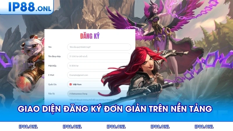 Giao diện đăng ký đơn giản trên nền tảng cược esports hàng đầu
